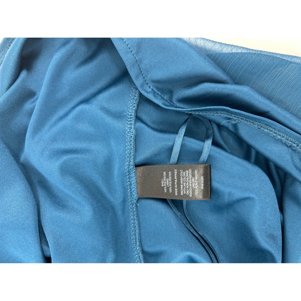Express Teal Blue Chiffon Flutter Sleeve Elastic Waist V-Neck Mini Dress Medium‎ - Picture 6 of 8